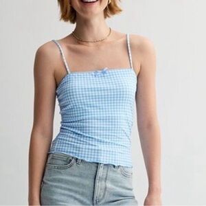 Madden Girl Blue & White Gingham Cottagecore Tank Top. Size L